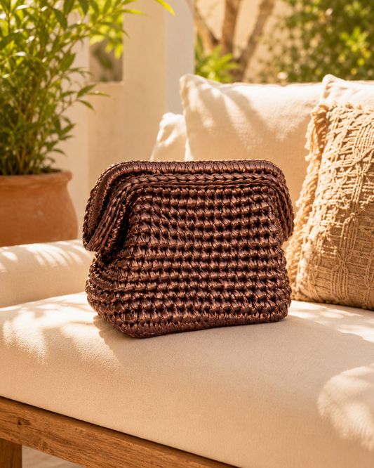 Bronze Glow Crochet Clutch