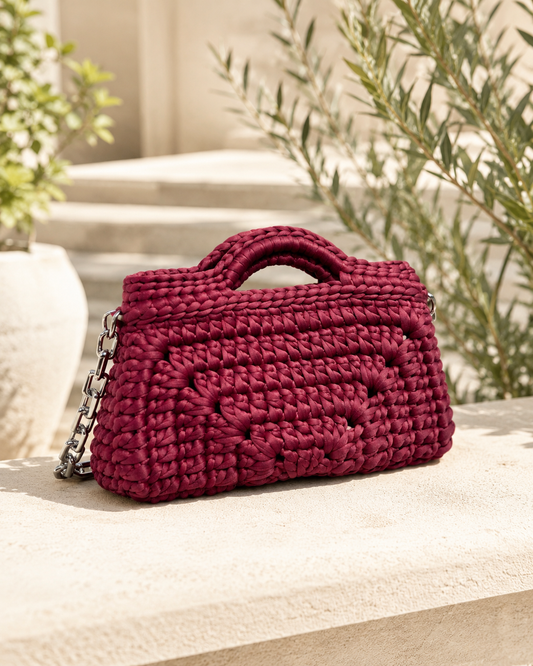 Burgundy Chain Crochet Bag