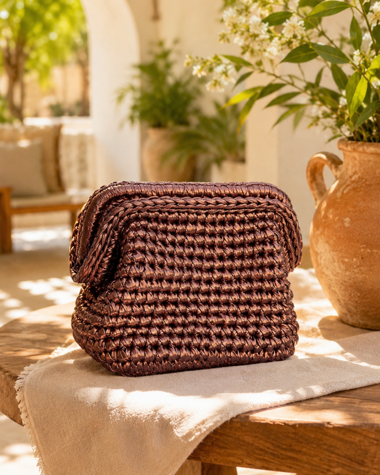 Bronze Glow Crochet Clutch