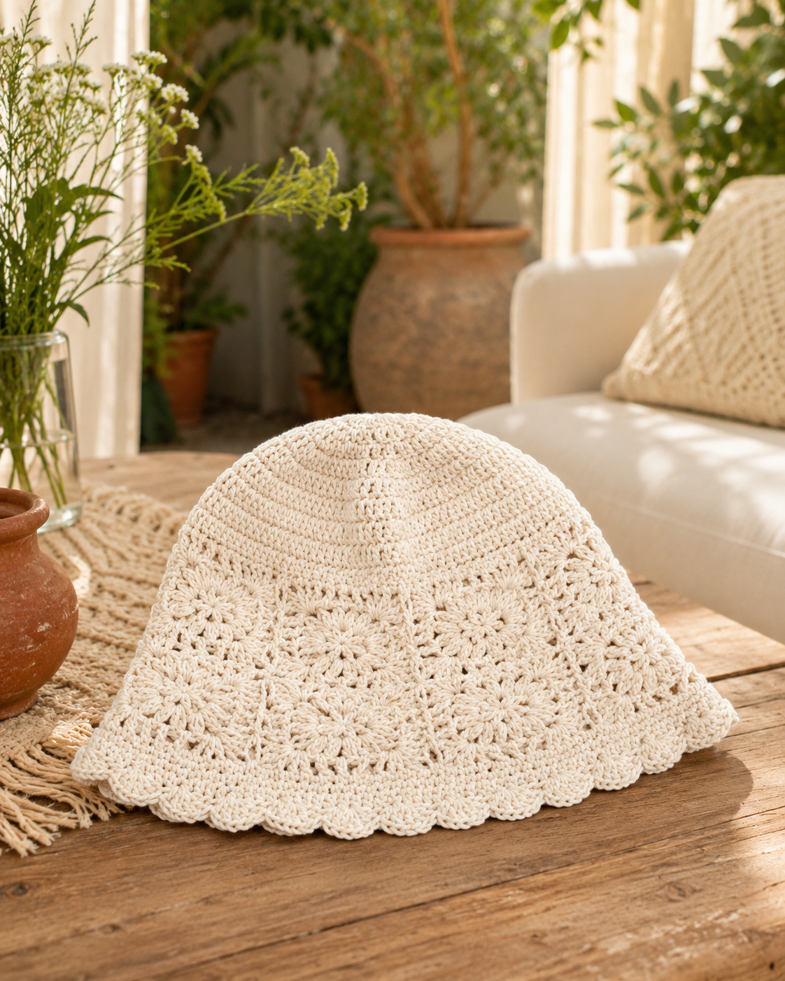 Ivory Bloom Crochet Headpiece