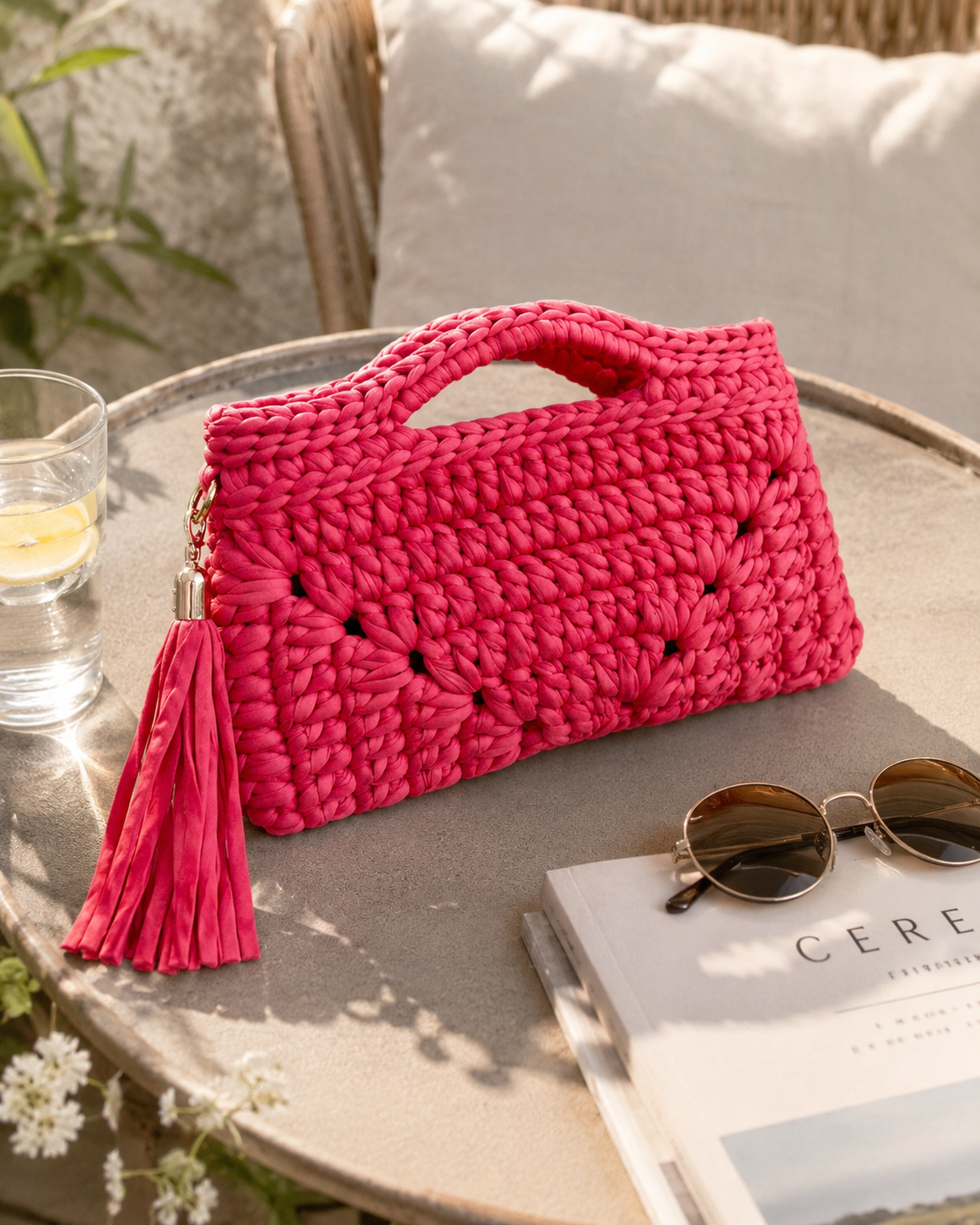 Pink Bloom Crochet Bag
