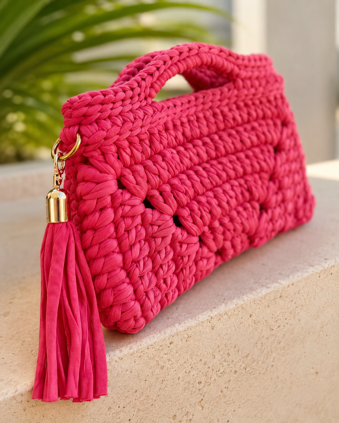 Pink Bloom Crochet Bag