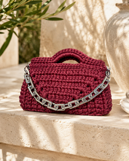 Burgundy Chain Crochet Bag