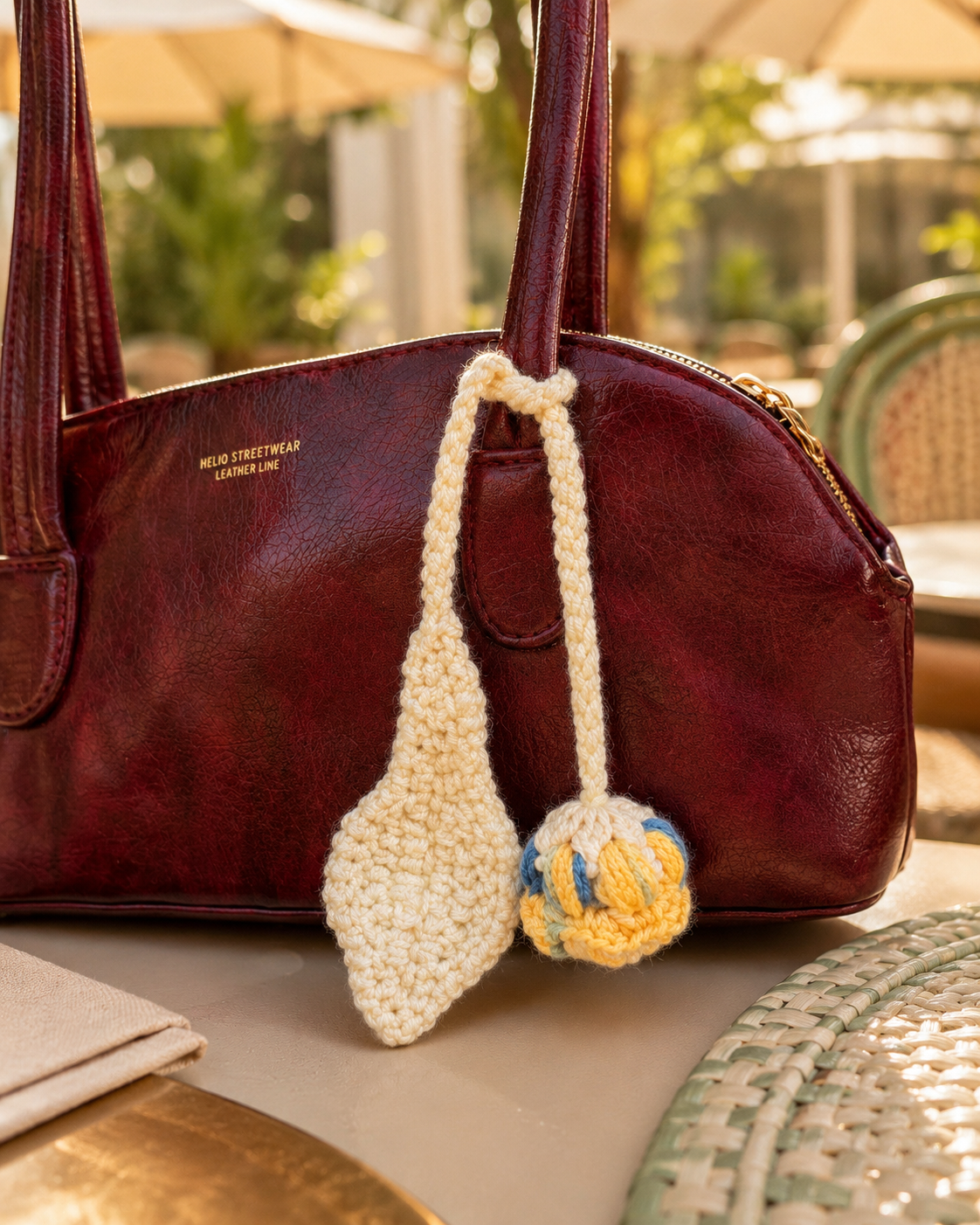 Bloom Leaf Crochet Bag Charm
