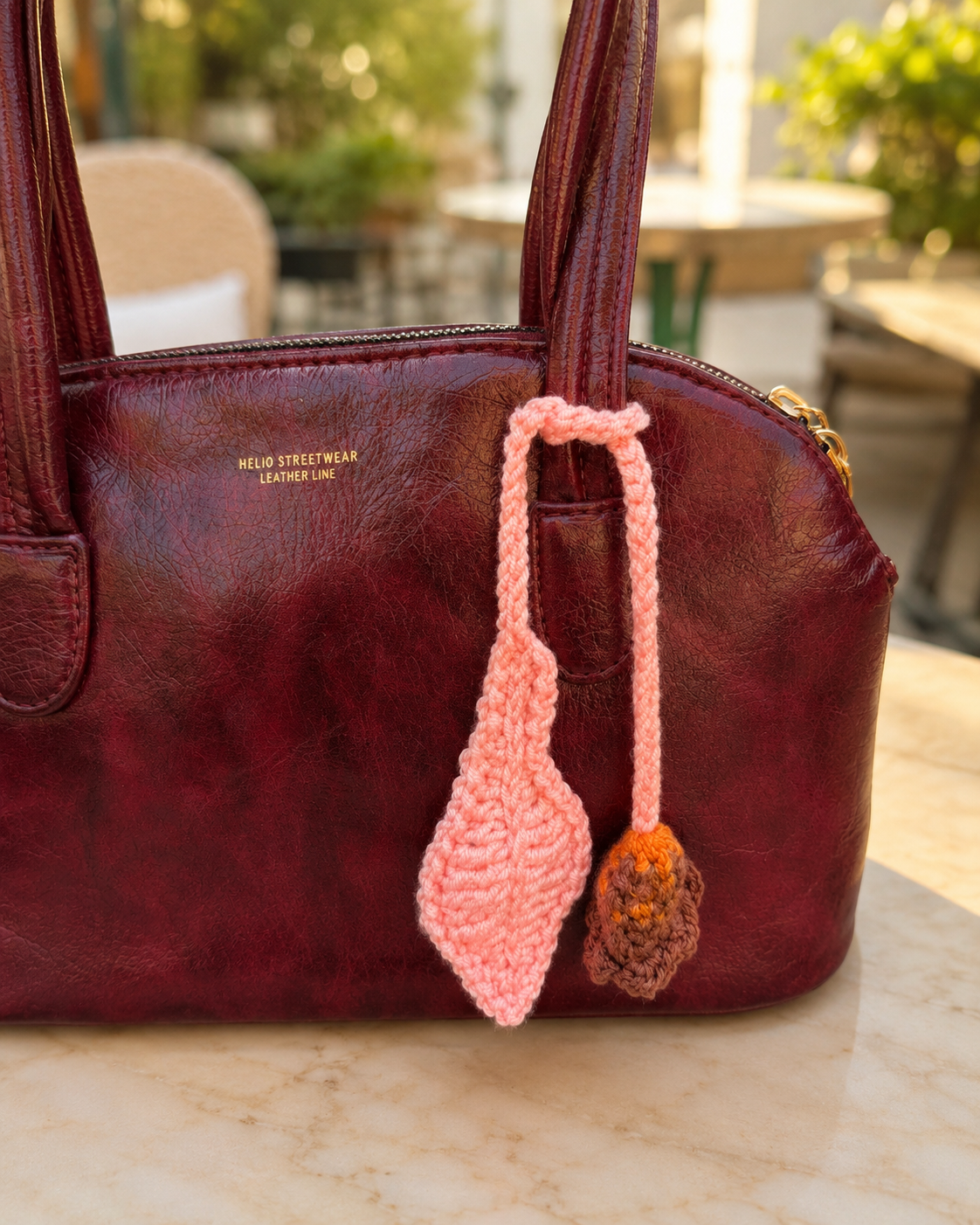 Bloom Leaf Crochet Bag Charm